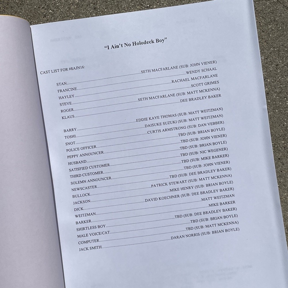 American Dad John Viener 2013 Original Production Used Table Draft Script