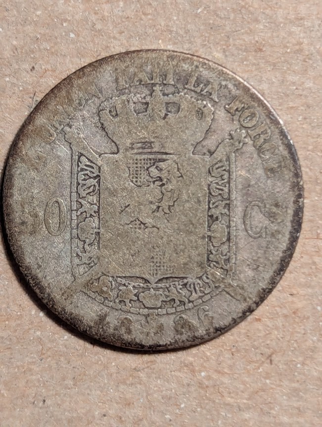 1866-1886 Belgian 50 Centimes Silver