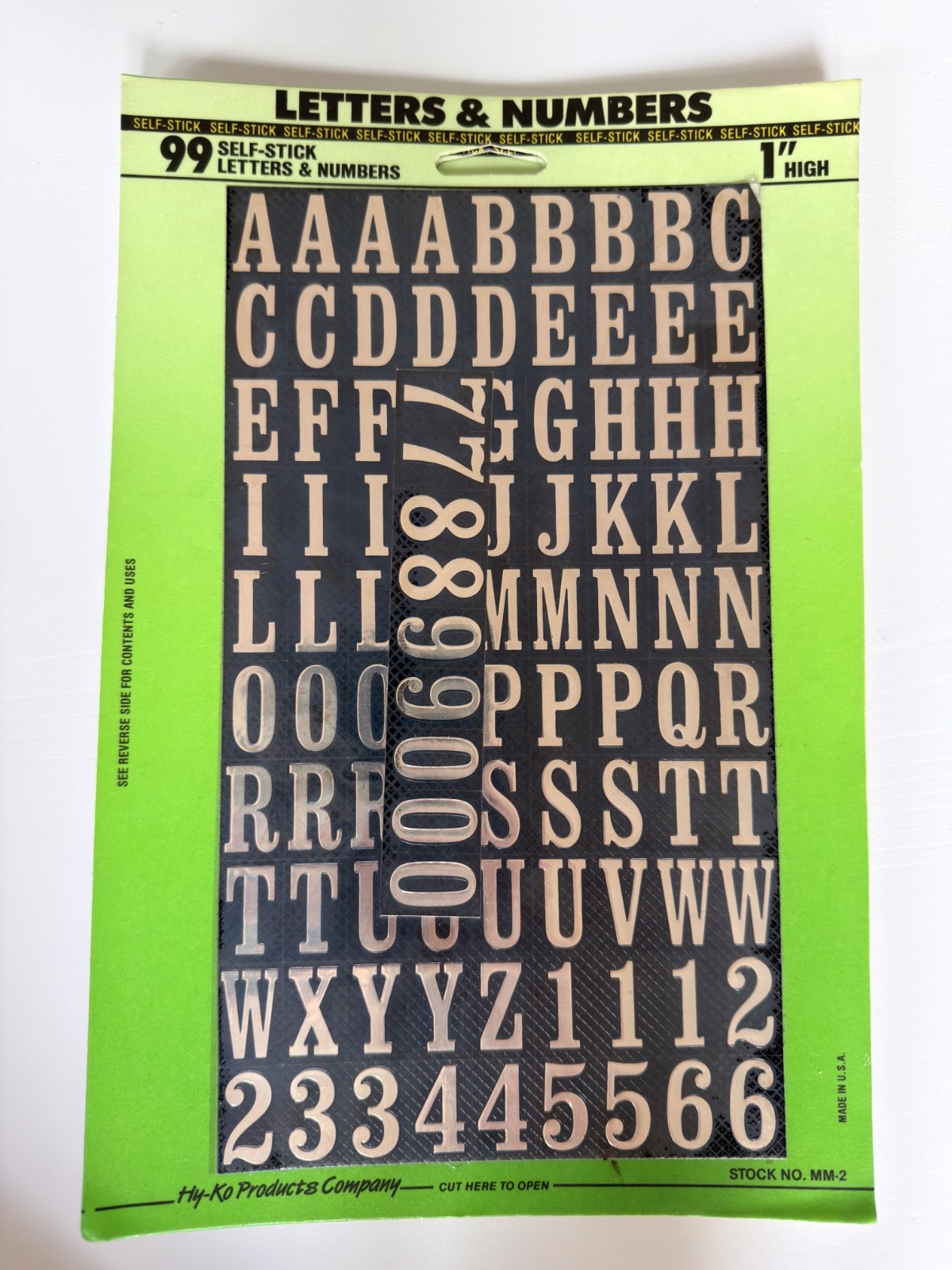 NEW Hy-Ko Products Vinyl Numbers and Letters 1'' High - Self Adhesive MM-2 / NOS