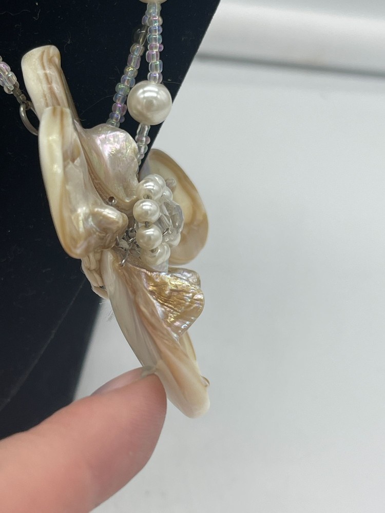 Vintage Multi Strand Pearl Shell Statement Necklace
