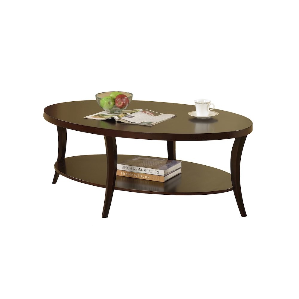 Perth Espresso Oval Coffee Table with Shelf