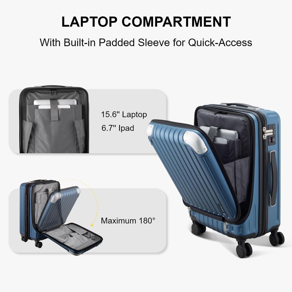 Grace 20" Hard Shell Suitcase Spinner Wheels - Blue