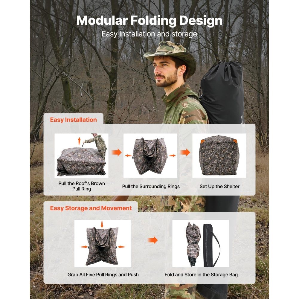 Portable Hunting Blind 270° View for Deer Turkey 4-5 Person Camo Weatherproof