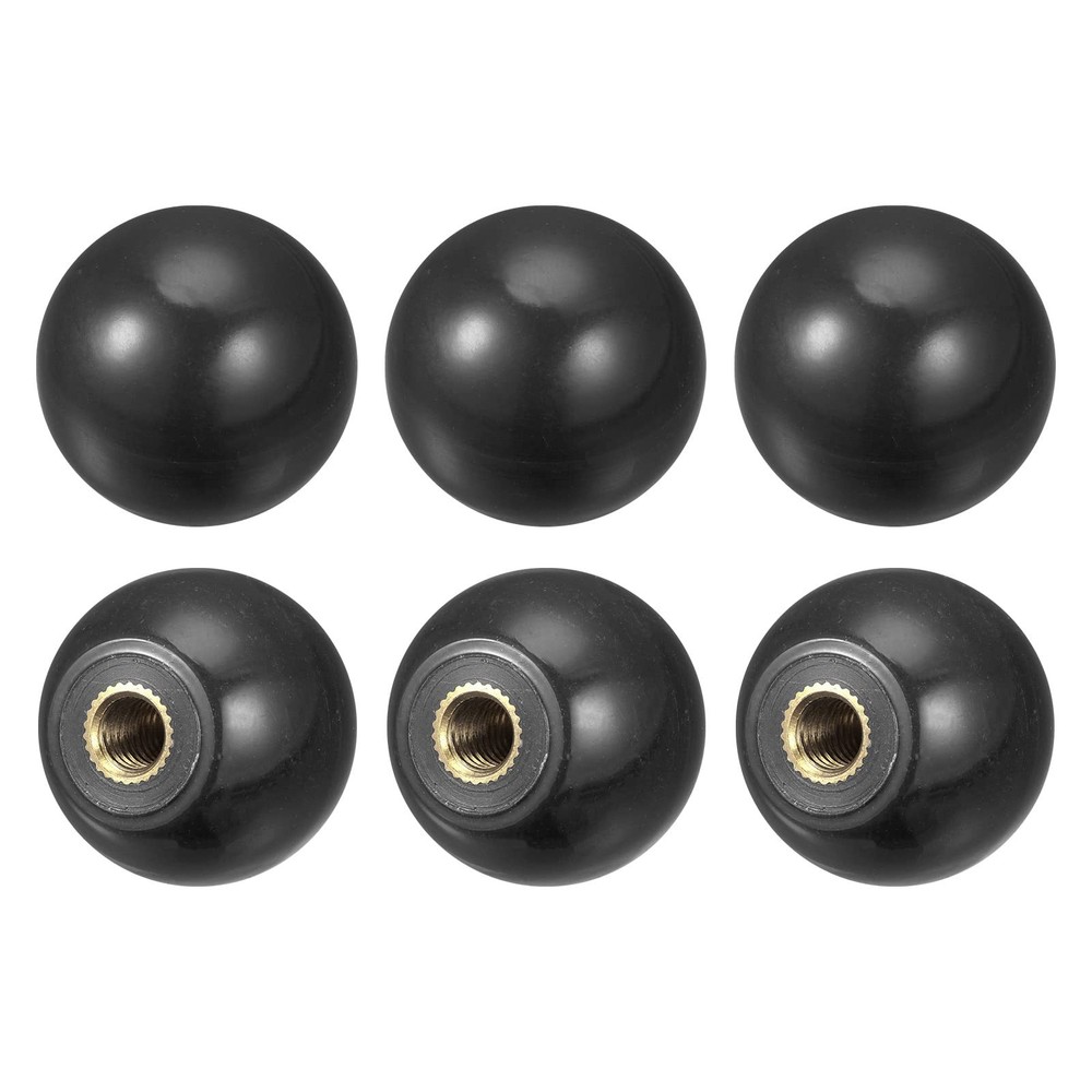 uxcell 6Pcs Threaded Ball Knobs, M6 Female Thread Thermoset M6x0.98'', Black