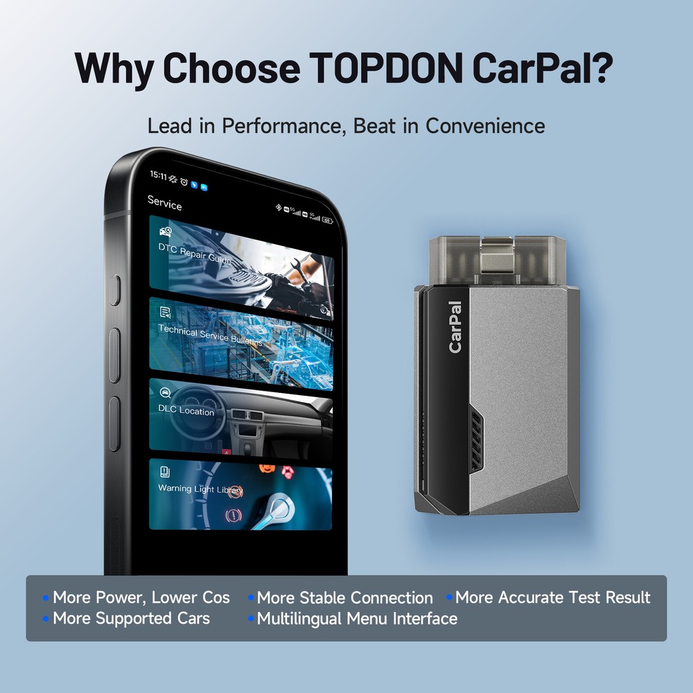 2025 TOPDON Carpal-E Bluetooth OBD2 Scanner 6 Services OBD2 All System Vehicles