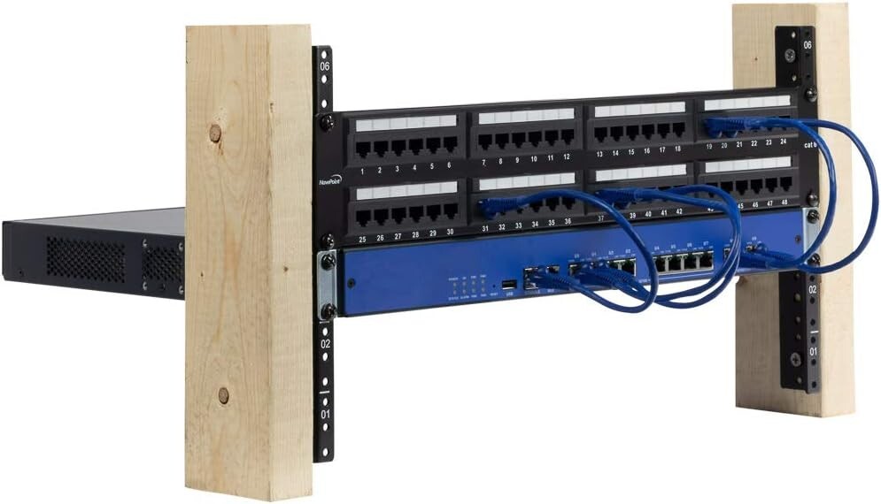 Robust Black 20U Rack Mount Rails with Multiple Mounting Holes - Quick Setup