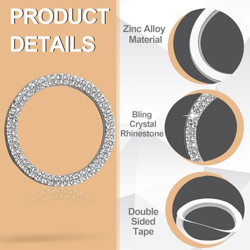 2PCS Bling Crystal Rhinestone Engine Start/Stop Decoration Double Row-White