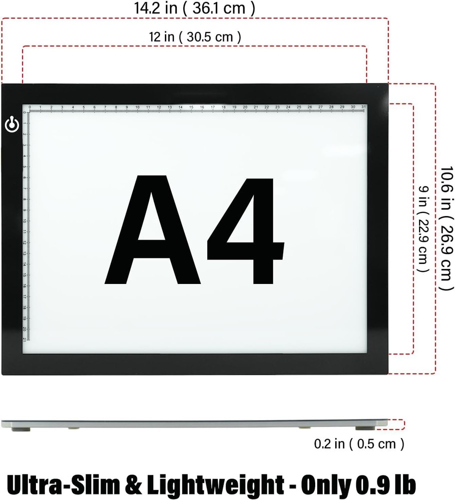 A4 Light Box for Tracing – Ultra-Thin LED Light Table with Adjustable Brightn...