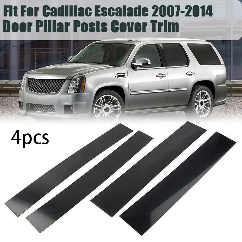 For Cadillac Escalade 2008-2014 Black B Pillar Posts Door Window Trim Cover Kit