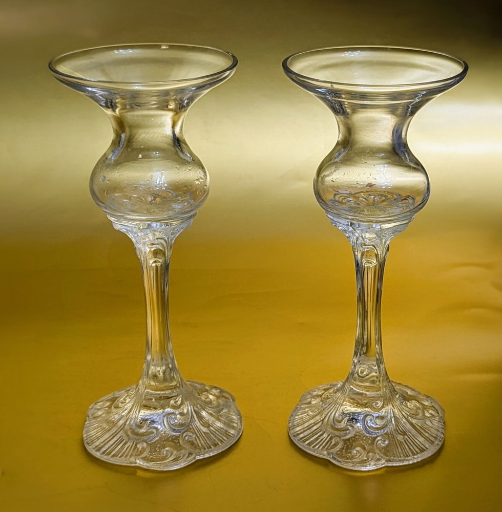 Vintage Patterned Glass Candle Holders