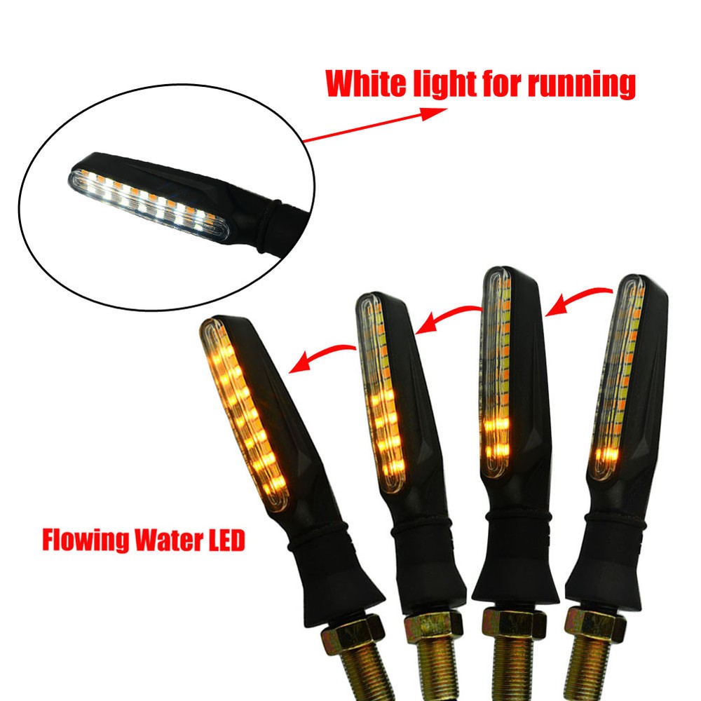 2 pair Motorcycle Turn Signal Sequential 15 LED DRL Flowing Running Light