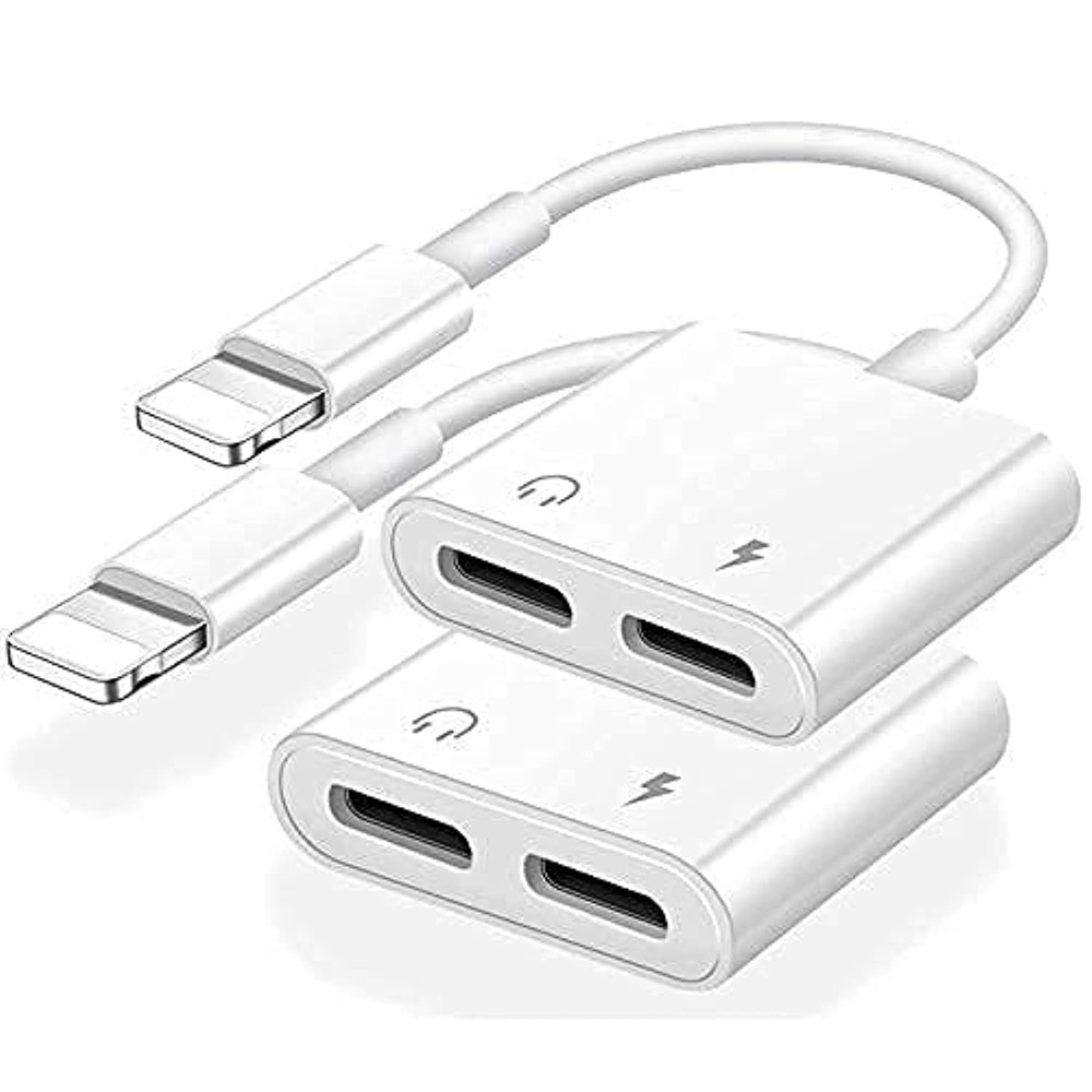 [Apple MFi Certified] 2PACK IPhone Lightning To 2 Lightning Adapter, Dual AUX +