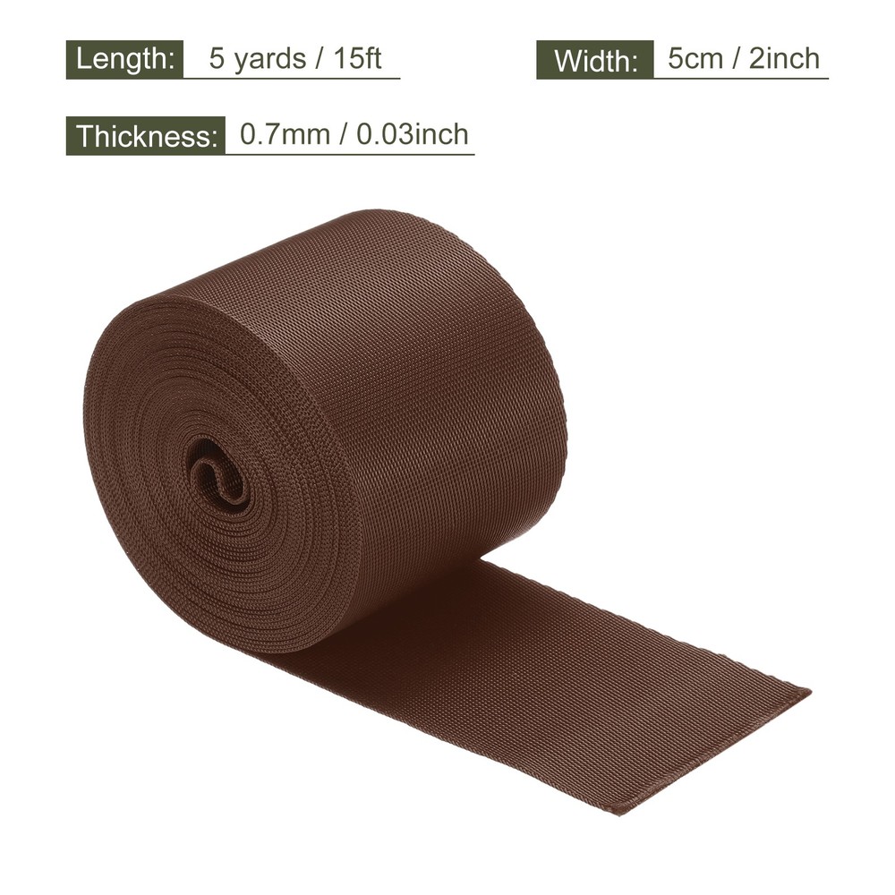 Flat Nylon Webbing Strap 2 Inch 5 Yards Brown for Backpack