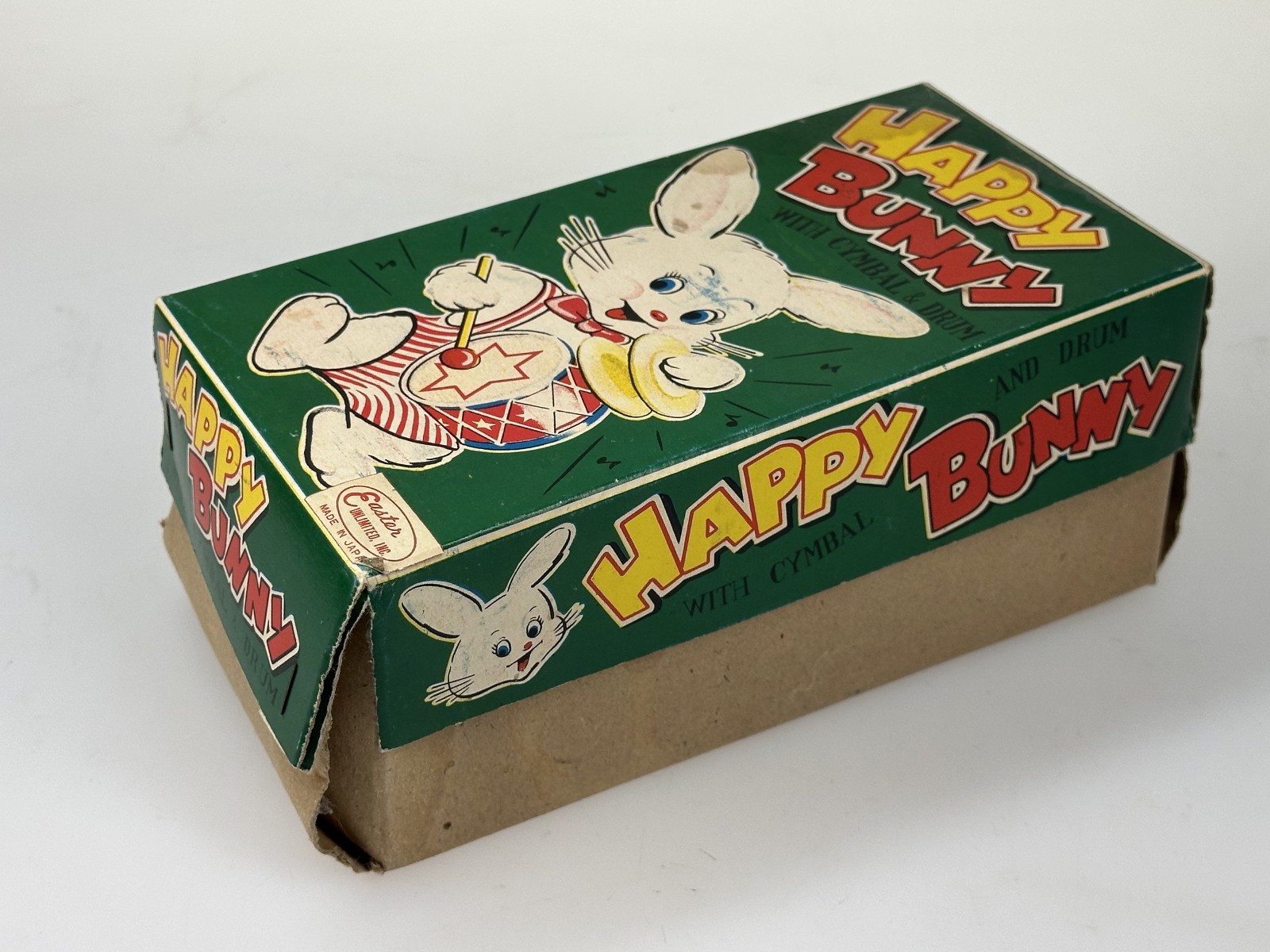 Vintage Japan MECHANICAL Wind Up Cymbals Drumming Easter Bunny Box Works VIDEO