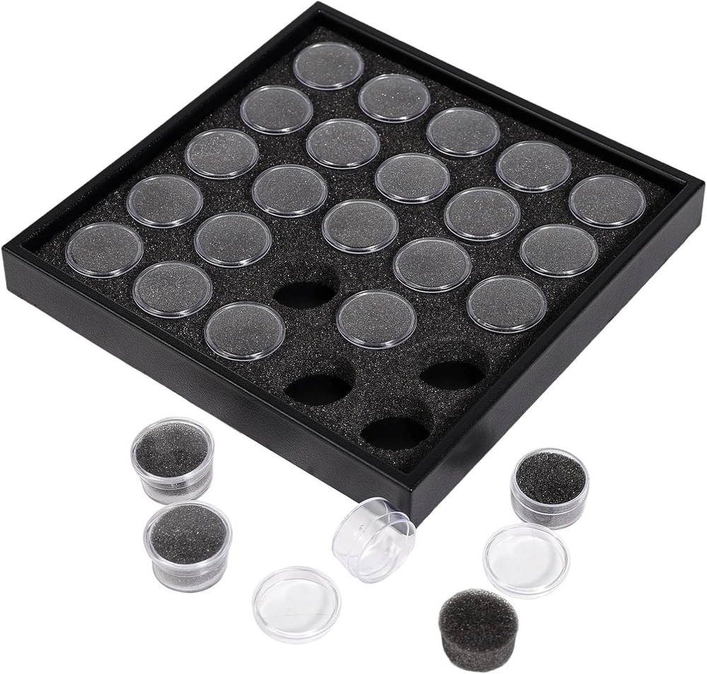 25 Gem Display Case Diamond Gemstone Storage Box, Small Round Plastic Contain...