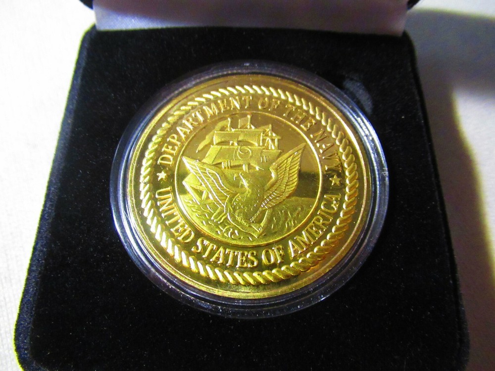 US NAVY - USS WASP - LHD-1 Challenge Coin w/ Presentation Box
