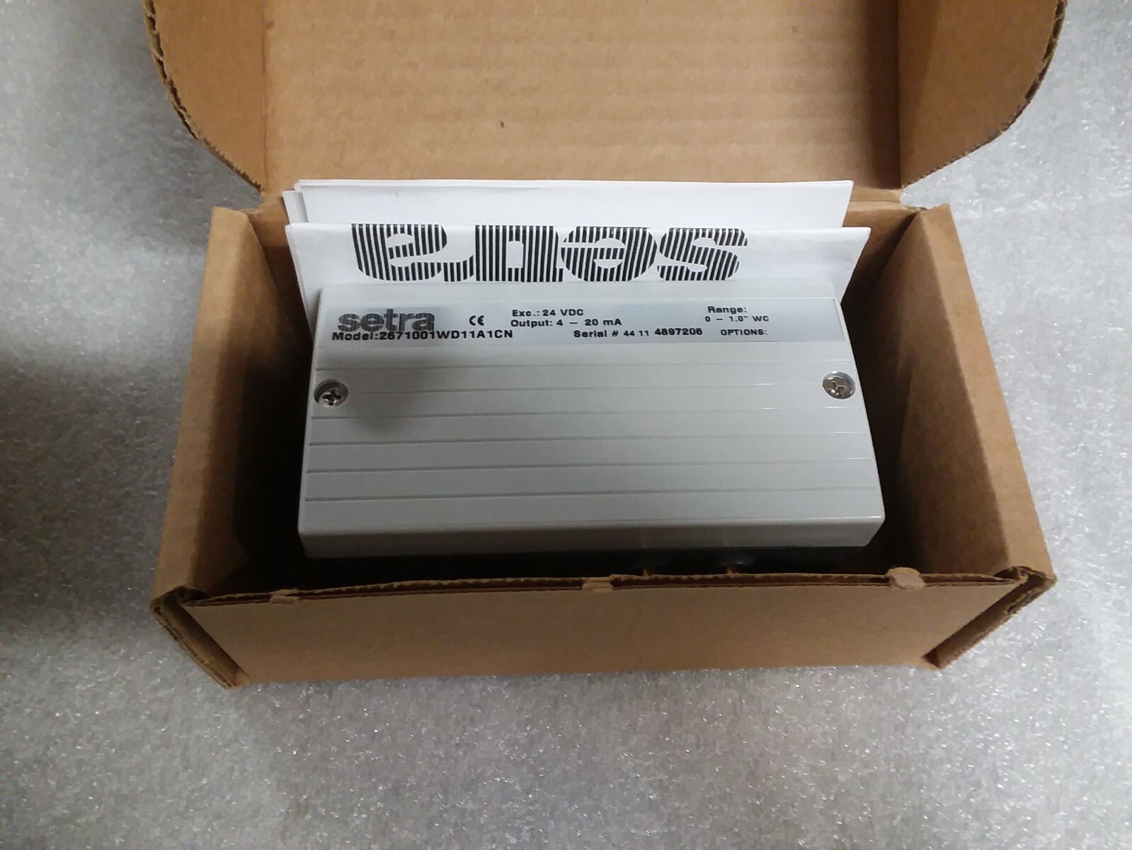 267 Setra 2671001WD11A1CN Very Low Differential Pressure Transducer 0 - 1" wc