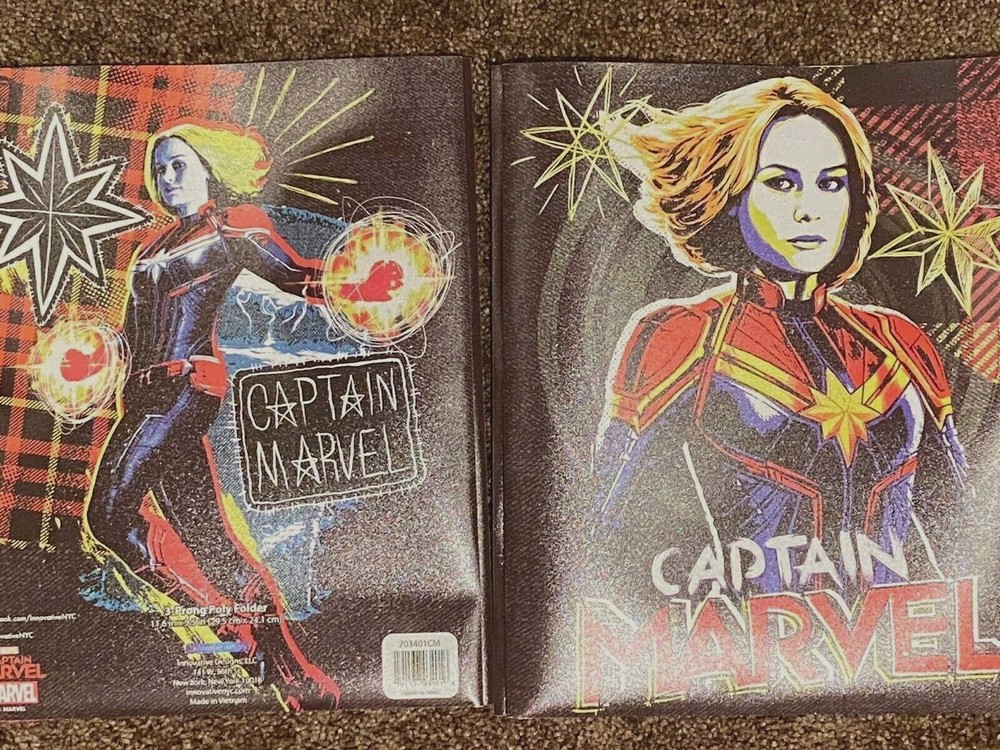 2 Marvel Captain Marvel 3 Prog Poly Folders NEW