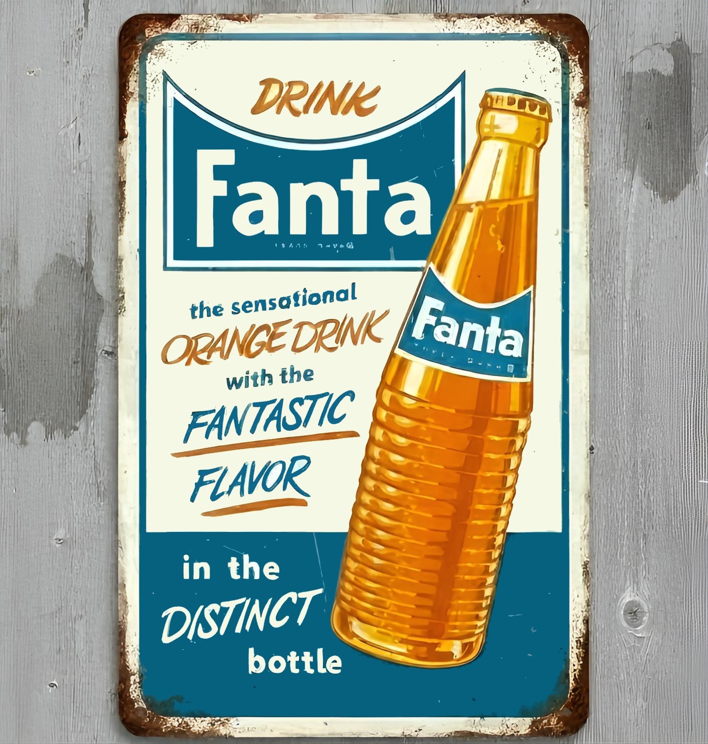 Drink Fanta Orange 8 x 12 Vintage Novelty Metal Sign New Shrink-wrapped