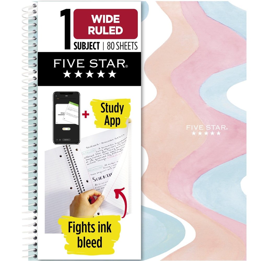 Mead 930060F Brushy Moves Pastel Waves Notebook 80 Sheets