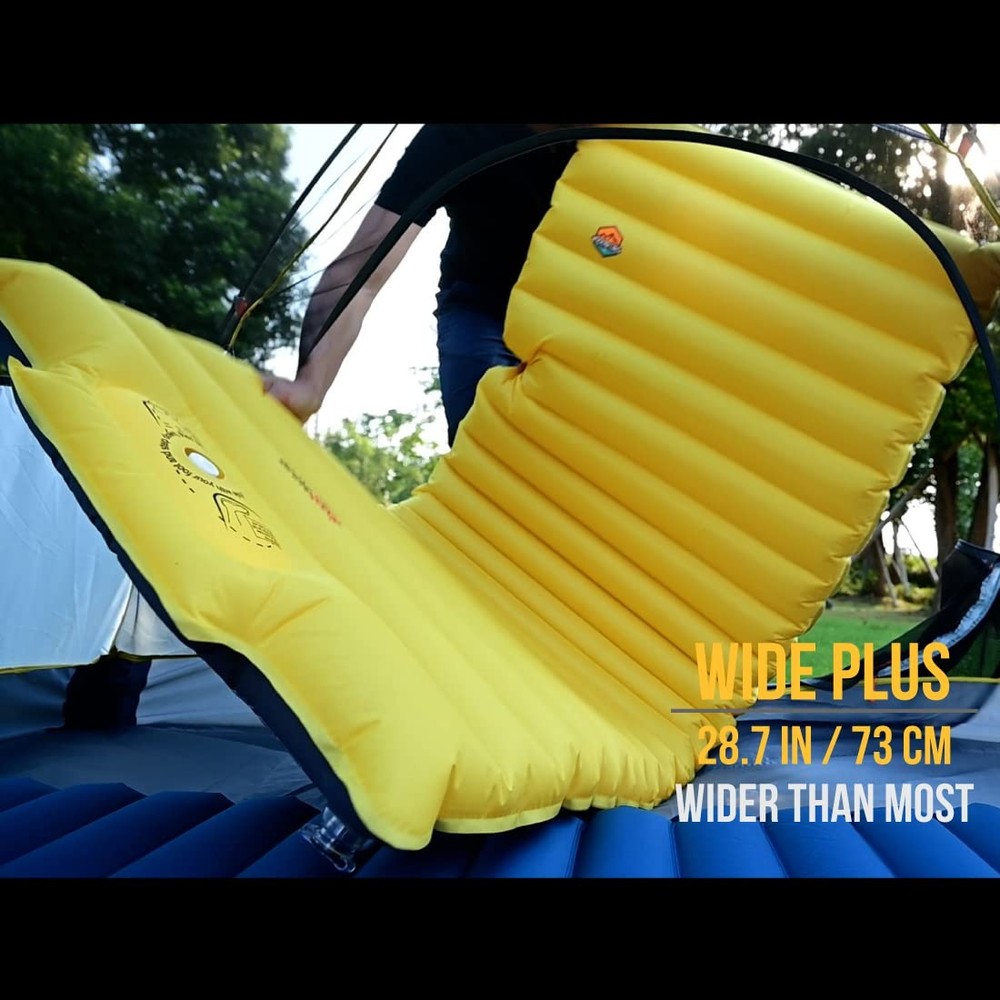 Extra Thickness | Wide Plus Sleeping Pad with Built-in Pump Inflatable Campin...