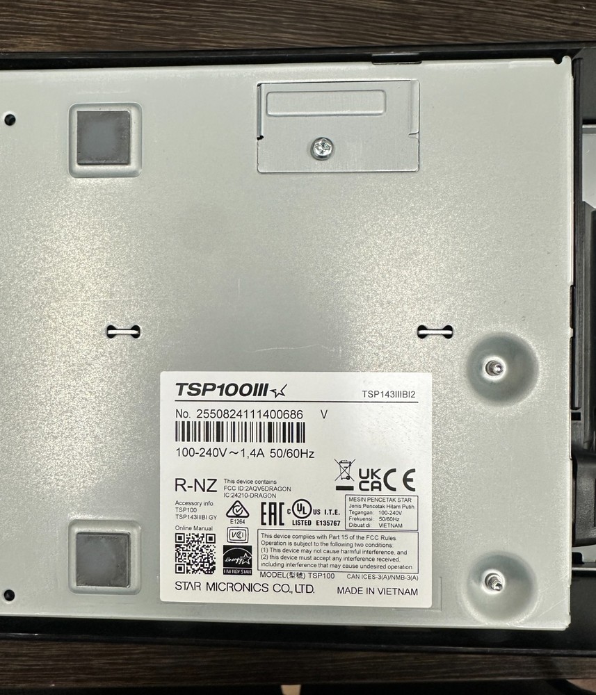 Star Micronics TSP100III Bluetooth Thermal POS Receipt Printer