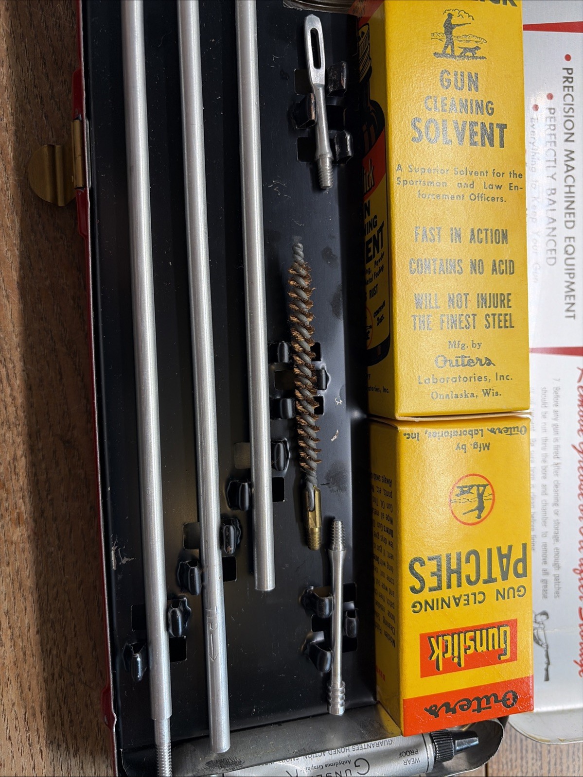 VTG Outers Gunslick No. 477 Rifle Cleaning Kit 22 In Original Box Red Tin (13)