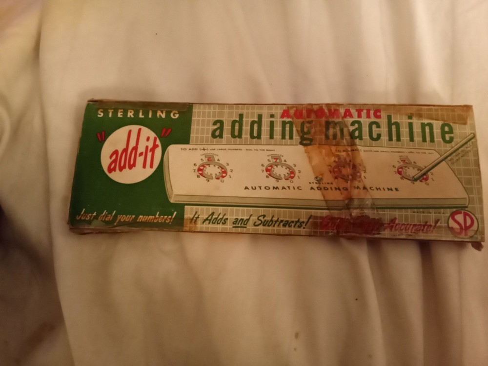 Vintage Adding Machine Sterling Automatic Adding Machine With Pick & Box