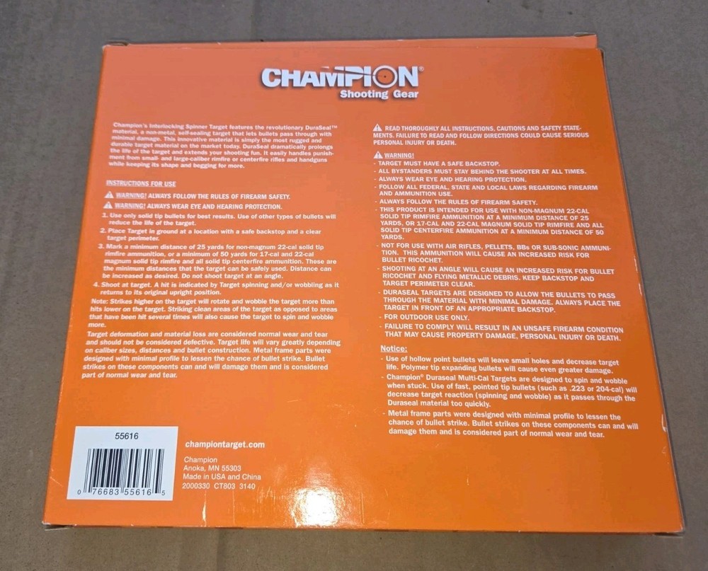 Champion shooting gear duraseal spinner target