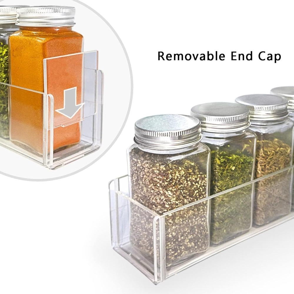 Space-Saving Wall-Mounted Acrylic Spice Rack - Strong & Elegant Design - 4 Pack