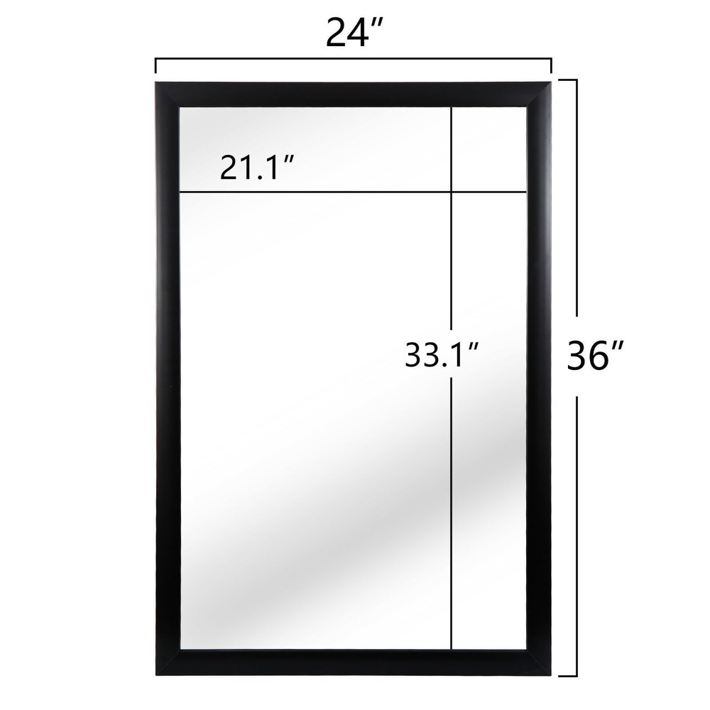 24×36 Inch Rectangular Wall Mirror with Alumium Frame Muti-functional Mirror