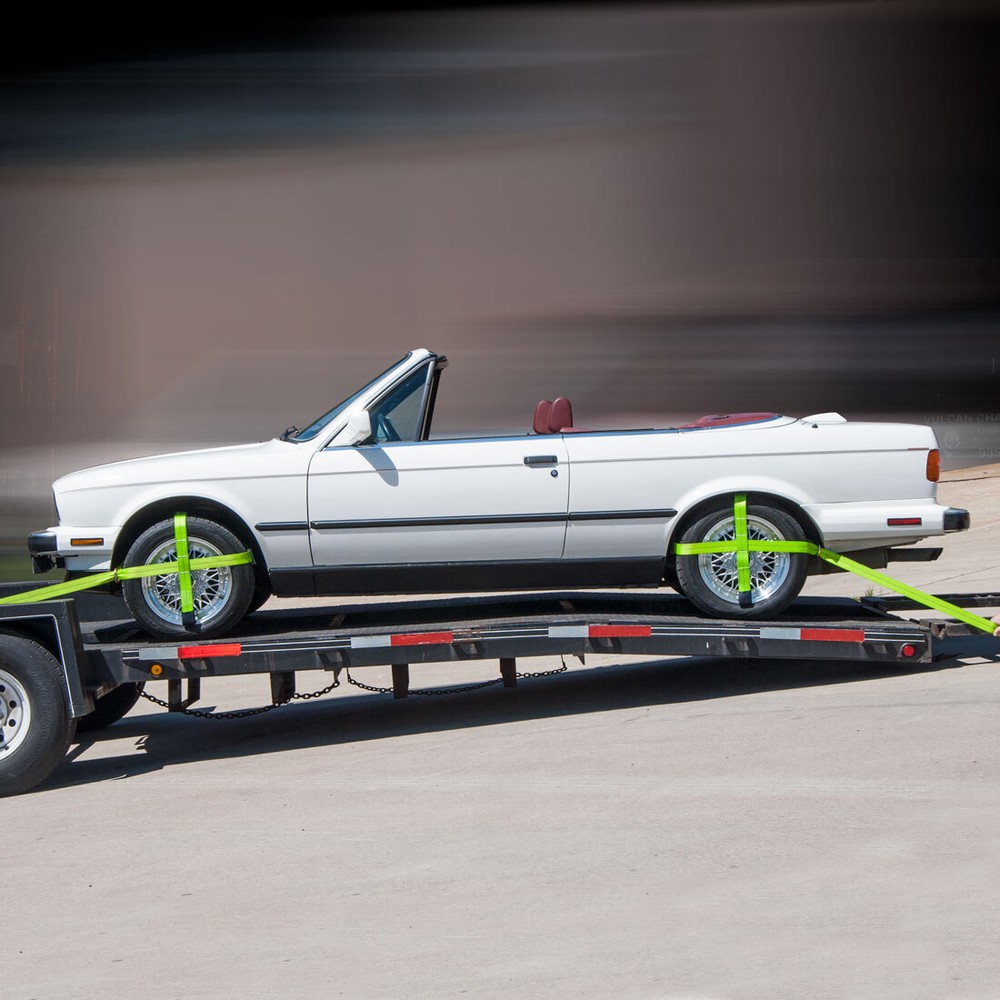 Adjustable Loop Car Tie Downs - Snap Hook, 4 Pack - High-Viz - 3300 lbs SWL