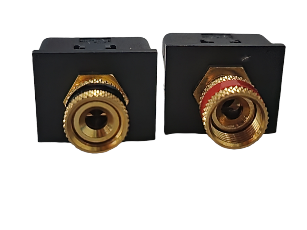 2x P&S Stereo Audio Speaker Gold Smooth Binding Post Jacks Left/Right S2BP-BK
