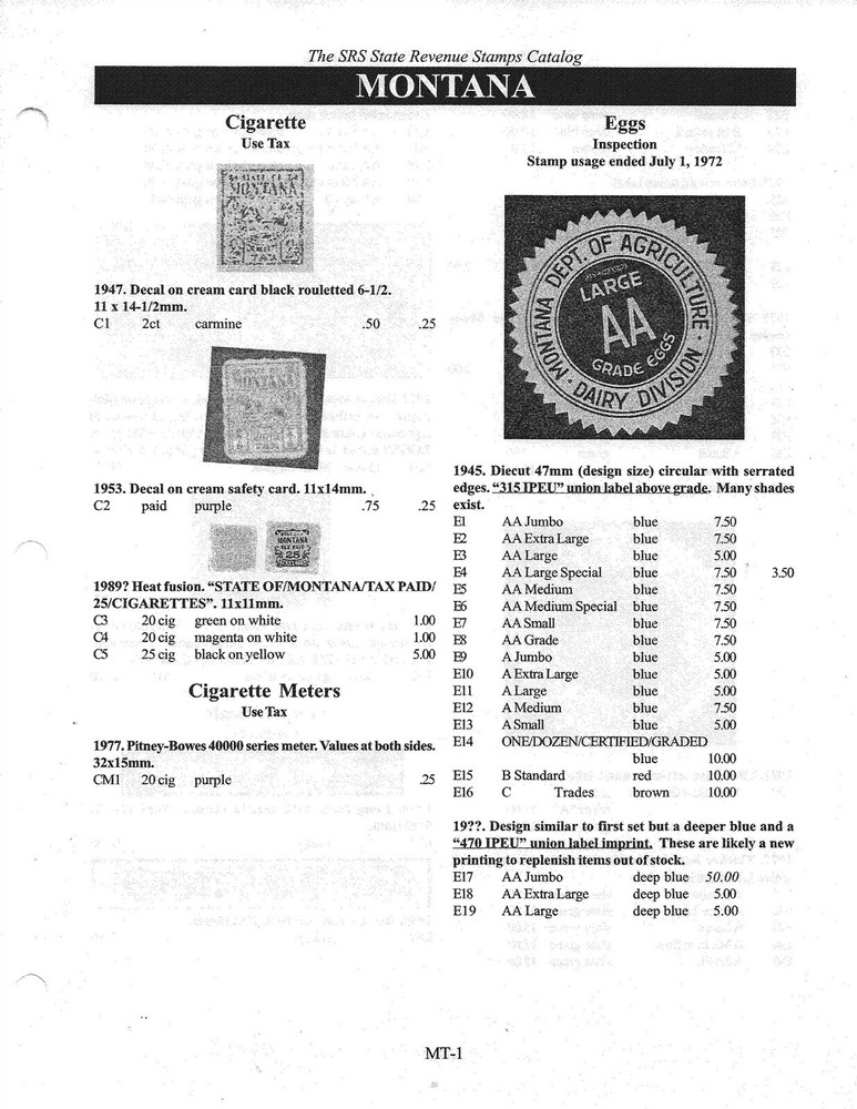 2007 SRS Catalog: Individual State Revenue Pages: Montana ONLY (4 pages)