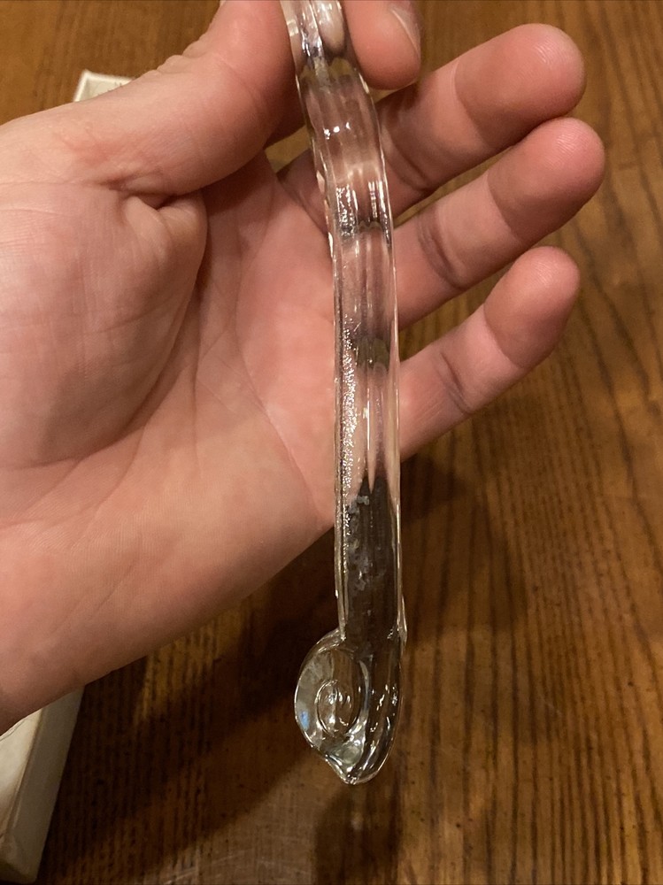 Vtg CHELTENHAM Glass 9.5" Serving Fork Embossed Diamond Pattern Handle In Box