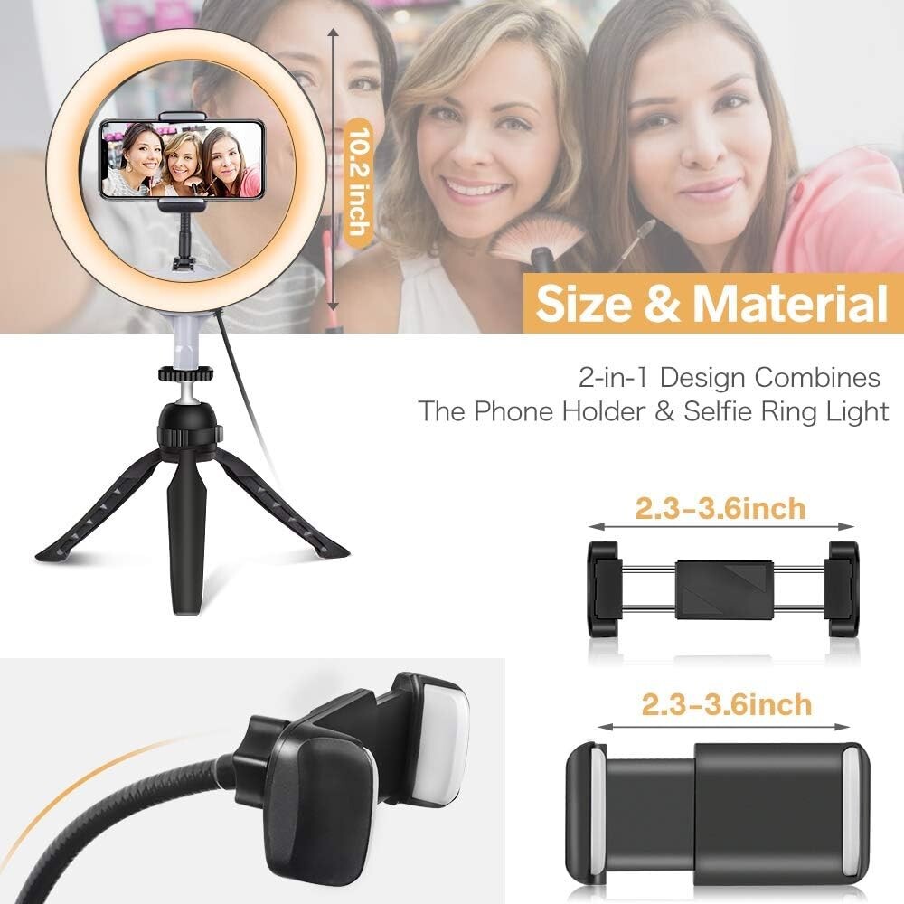 Selfie Ring 10” Light LED Light with Remote Control Tripod Stand by UBeesize