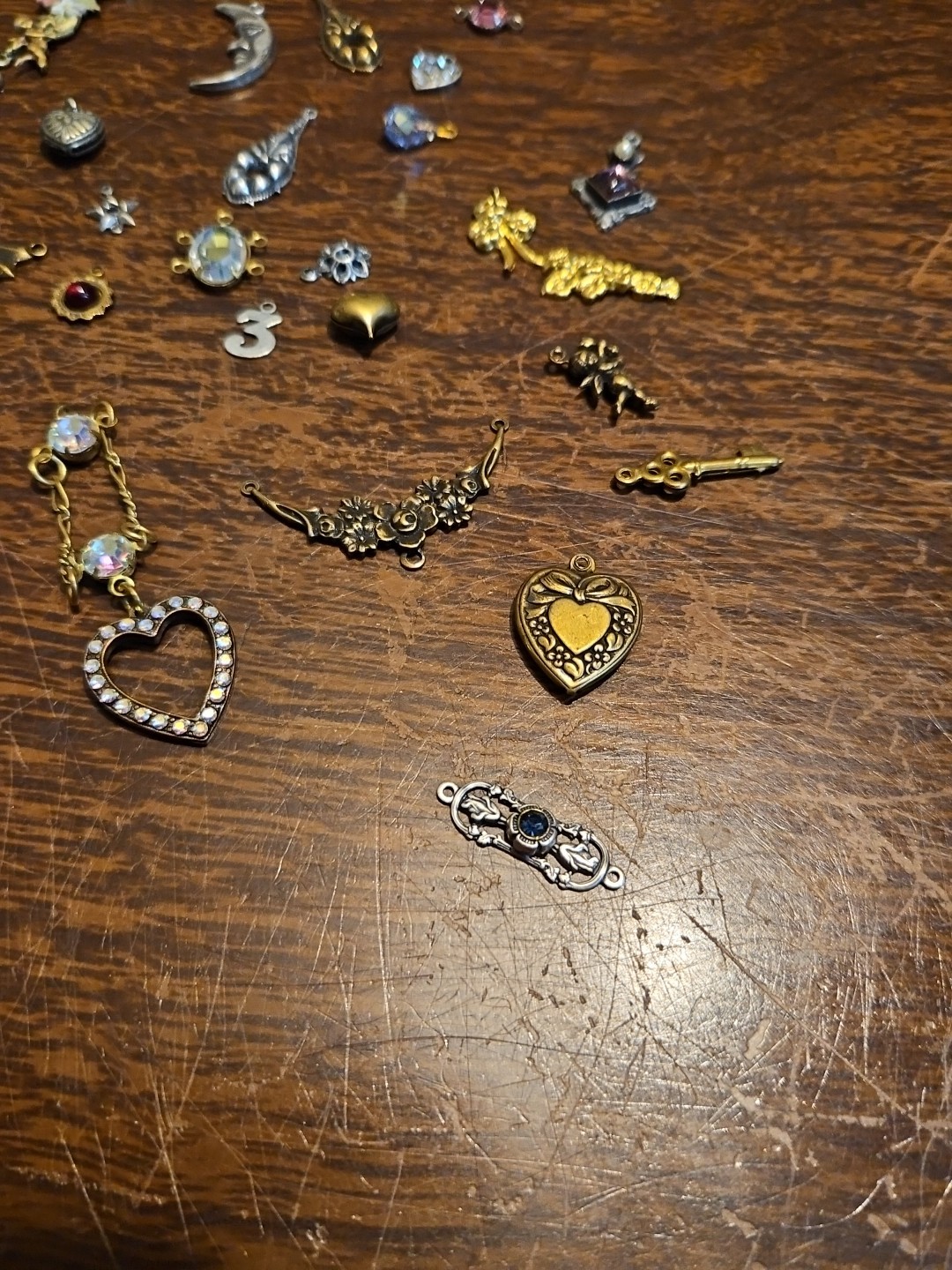 Lot Of 50 Mixed Parts Pcs France Vintage 60s Brass Stampings Findings Jewelry 13