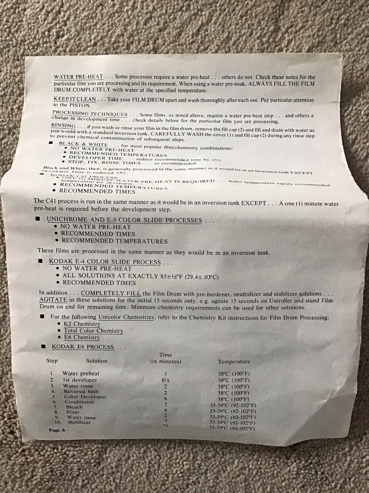 UNICOLOR Film Drum II Film Processor with Instruction/Info Sheet in Original Box