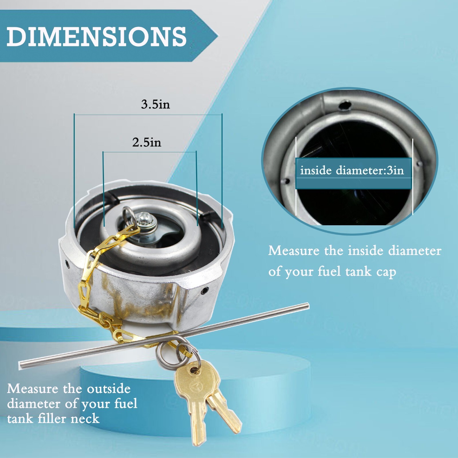 2Pcs Locking Diesel Fuel Cap with keys for 96-18 Freightliner Cascadia Columbia