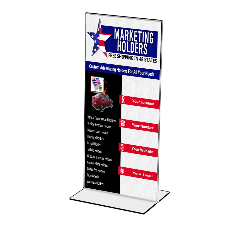 Sign Holder 4"W x 9"H Double Sided Bottom Load Table Tent