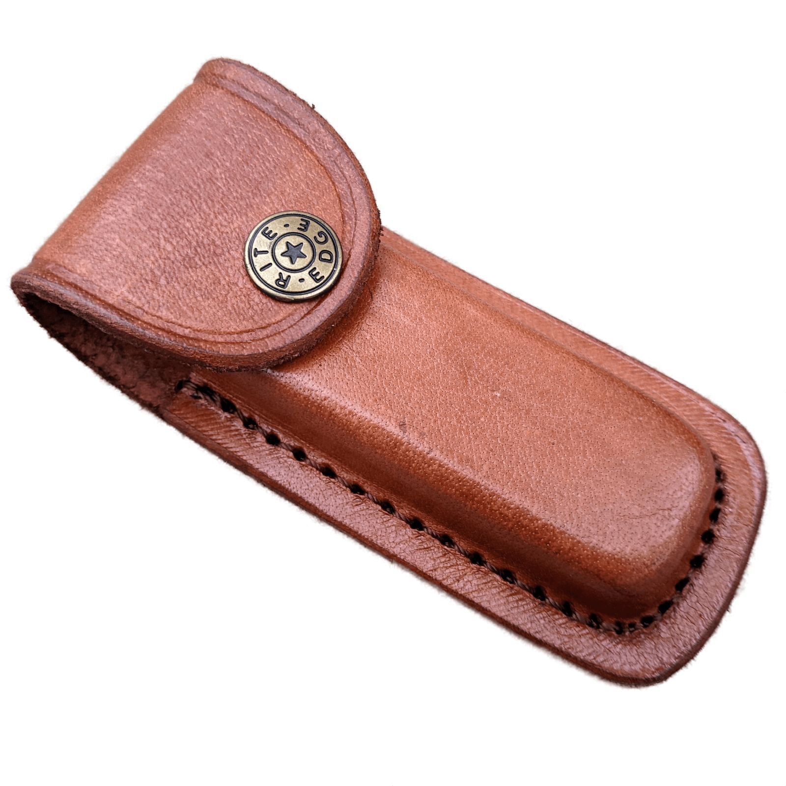 NEW Folding Pocket Knife Sheath 4" Brown Genuine Leather Belt Case