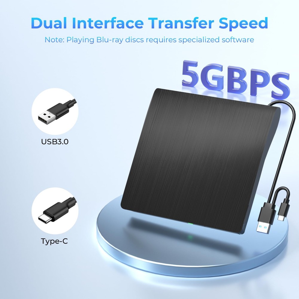 External Blu Ray Drive, Support 50G Disc Read/Write Bluray Drives, Portable...