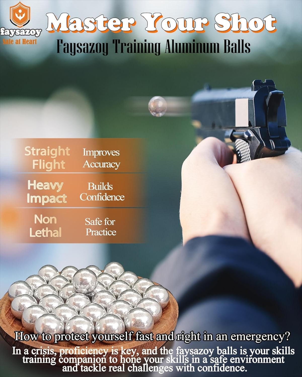 68 Caliber Self Defense Balls & Projectiles, 7.3g Hard Reusable 0.68 Cal Aluminu