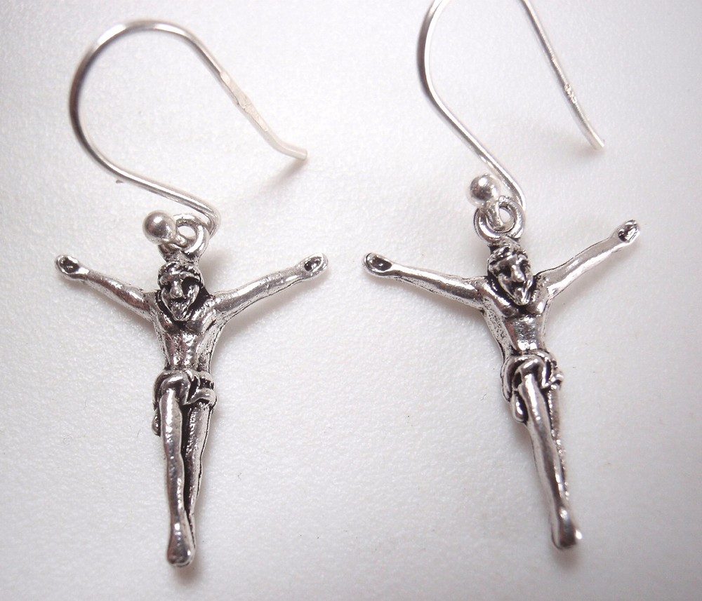 Jesus 925 Sterling Silver Dangle Earrings