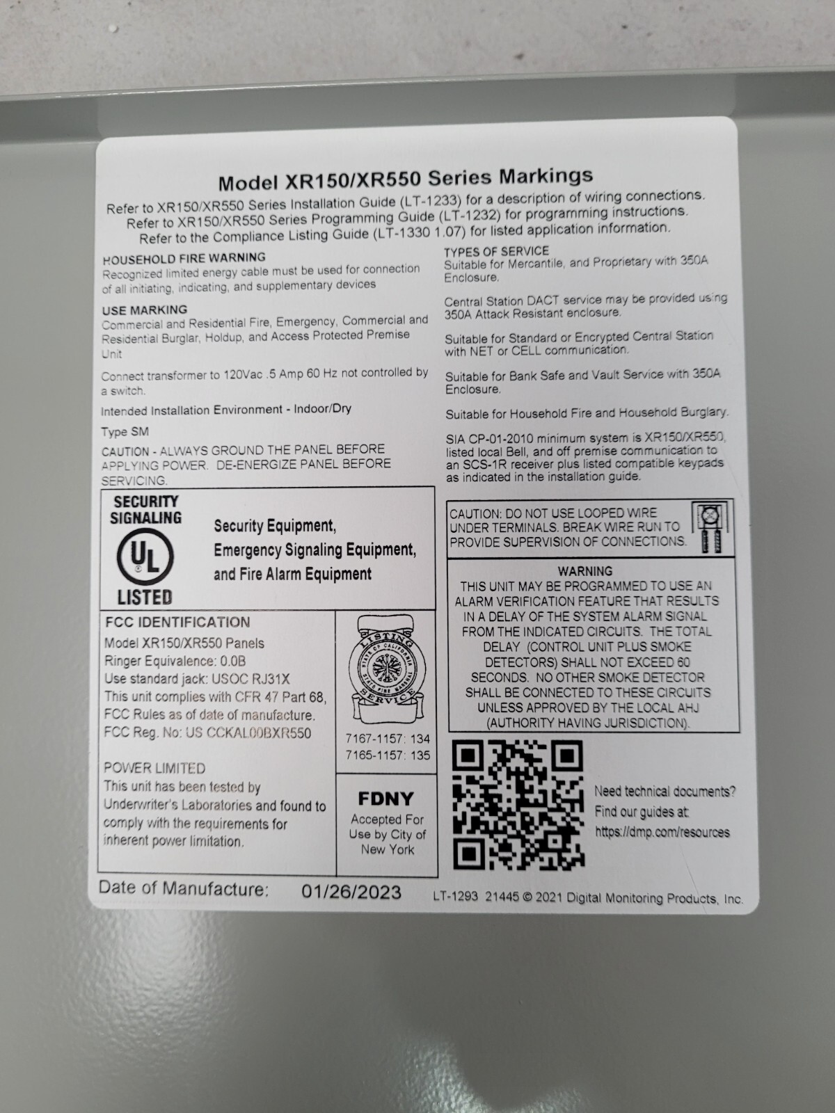 ⚡⚡ DMP XR150/XR550 Series Security Control Panel (XR150L-G) ⚡⚡