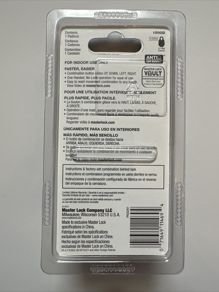 Black Master locks Speed Dial 1500iD Directional lock