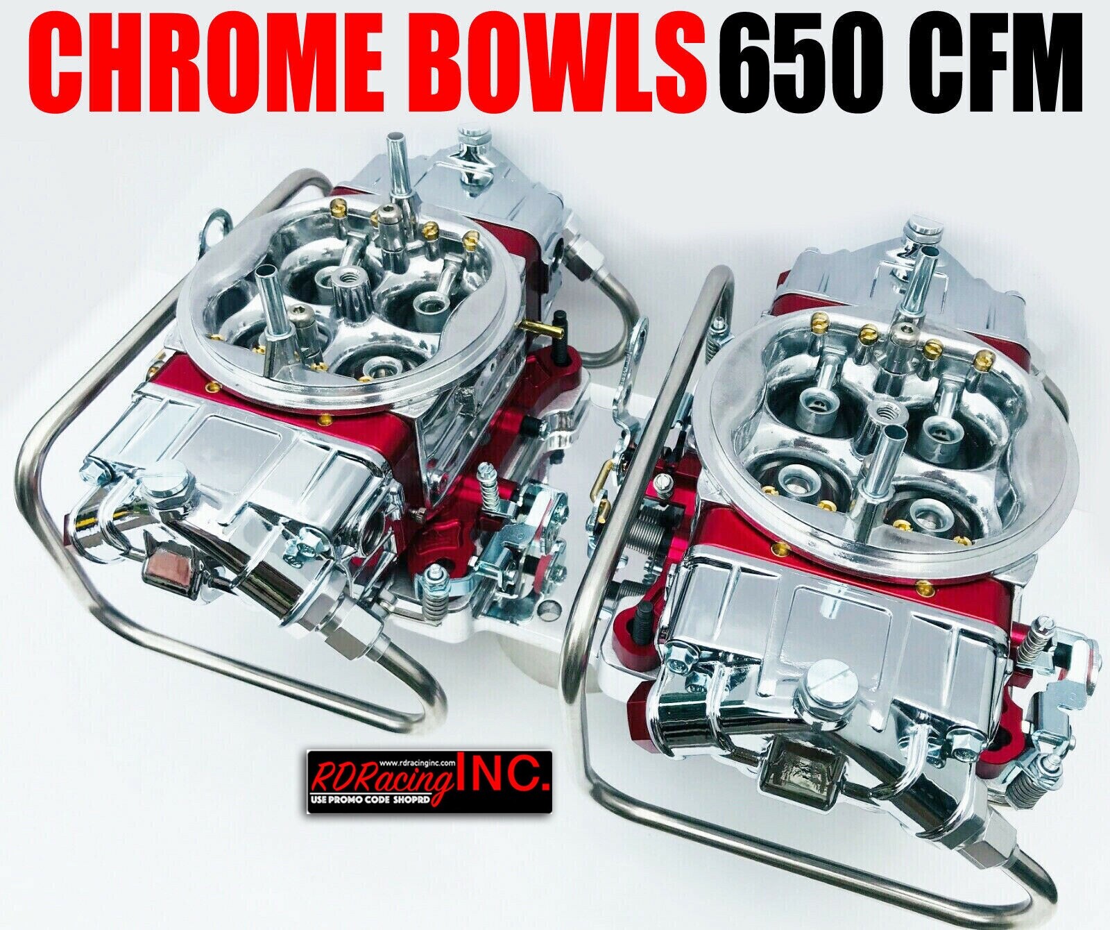 QUICK FUEL Q-650-B2 650 CFM BLOWER SUPERCHARGER CARBS W LINE KIT CHROME BOWLS