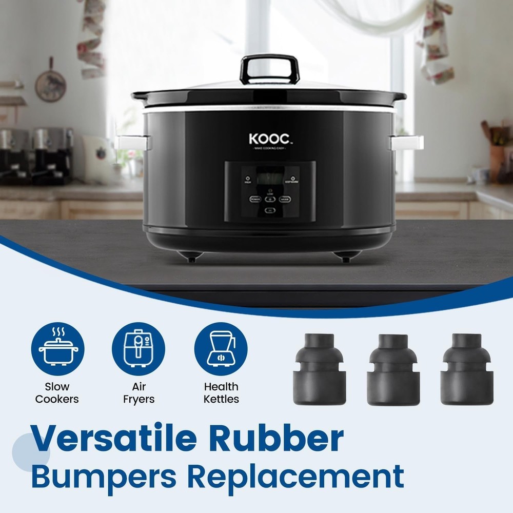 Durable Rubber Bumpers for Slow Cookers (4 Pack) - Easy Installation & Versatile