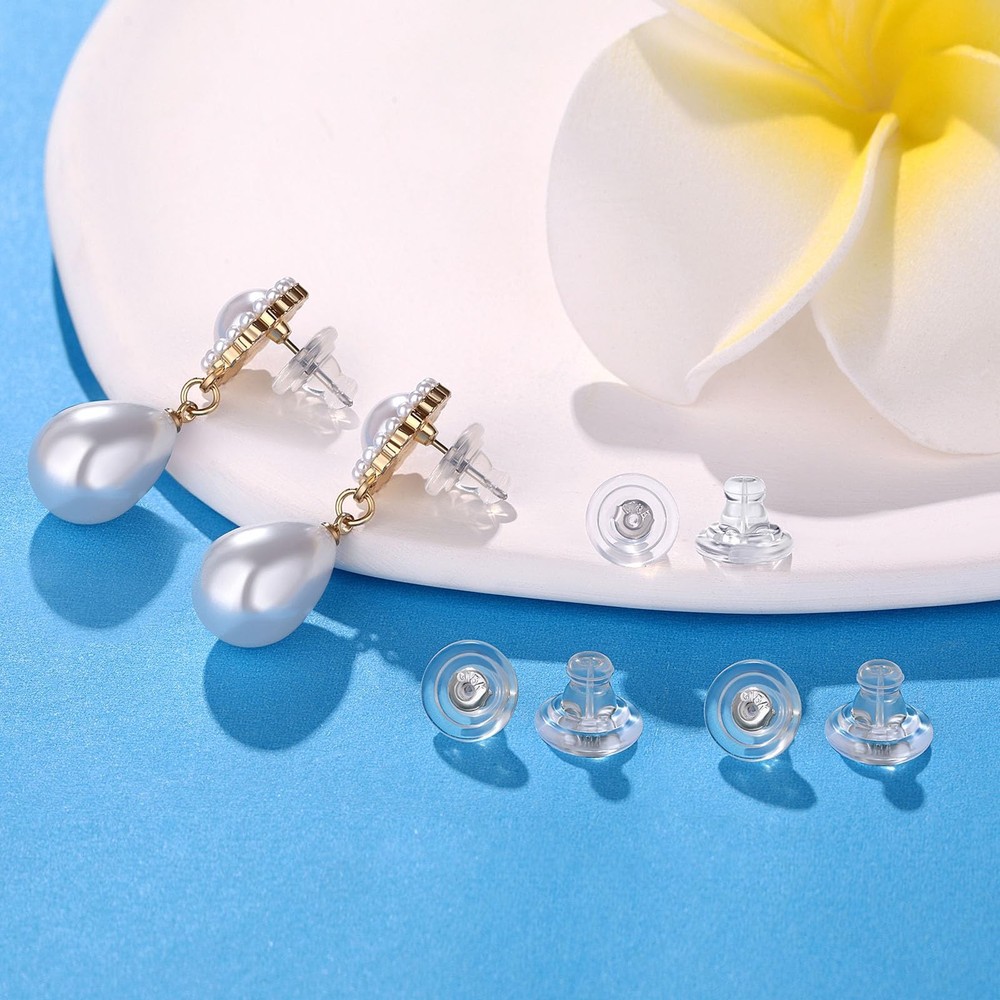 Earring Backs,18K Gold Silicone Earring Backs Replacements for Studs/Droopy