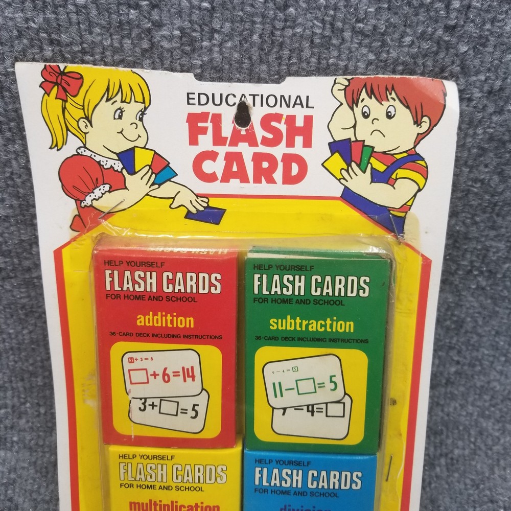 Vintage Math Flash Cards Addition Subtraction Multiplication Division Education